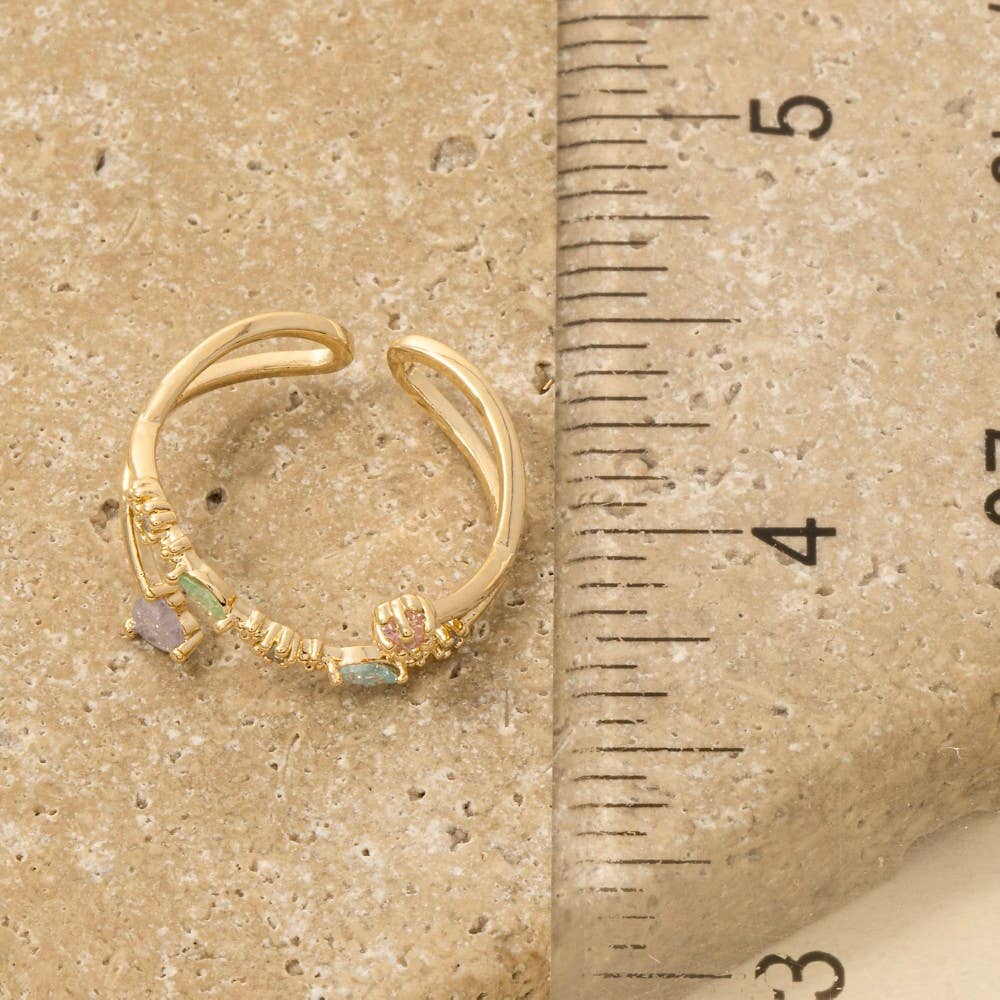 Gold Dipped Cz Ornate Fashion Ring