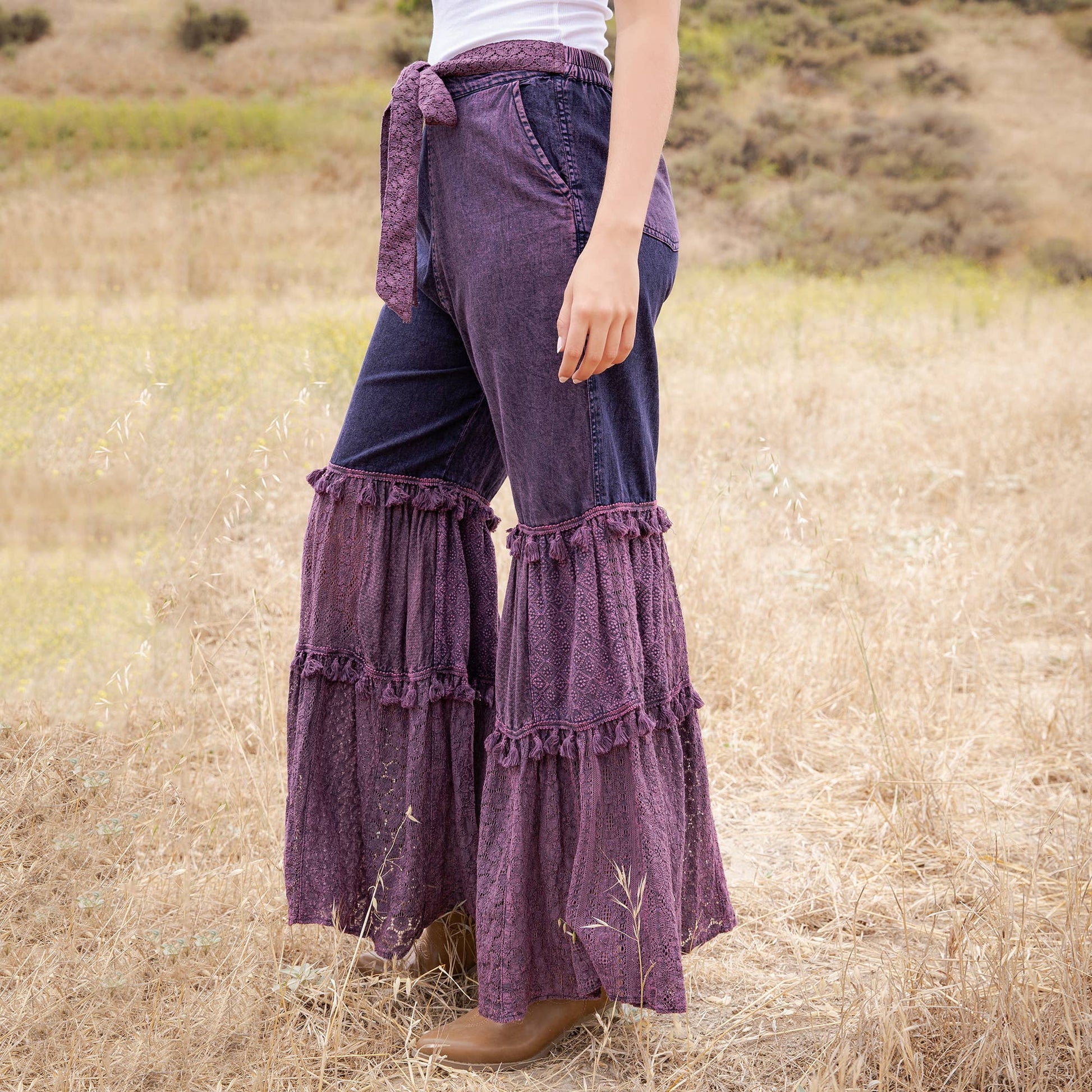 Wildflower Tiered Lace Wide Leg Pants