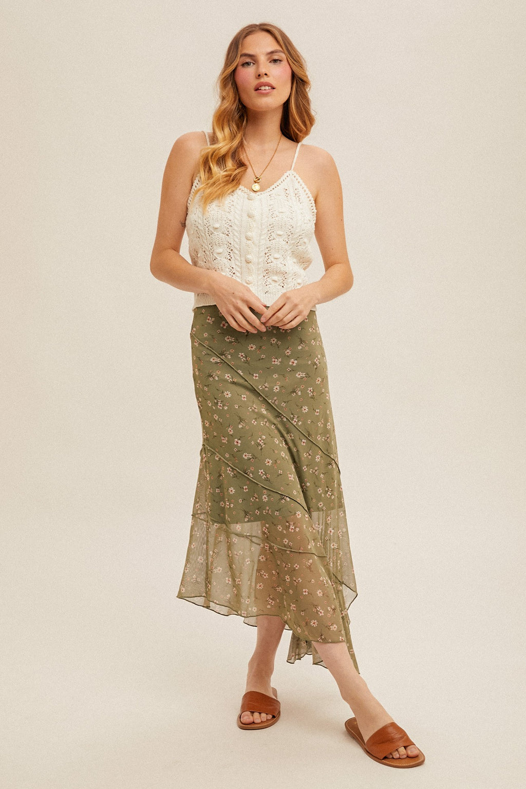 June Open Crochet Knit Sweater Cami