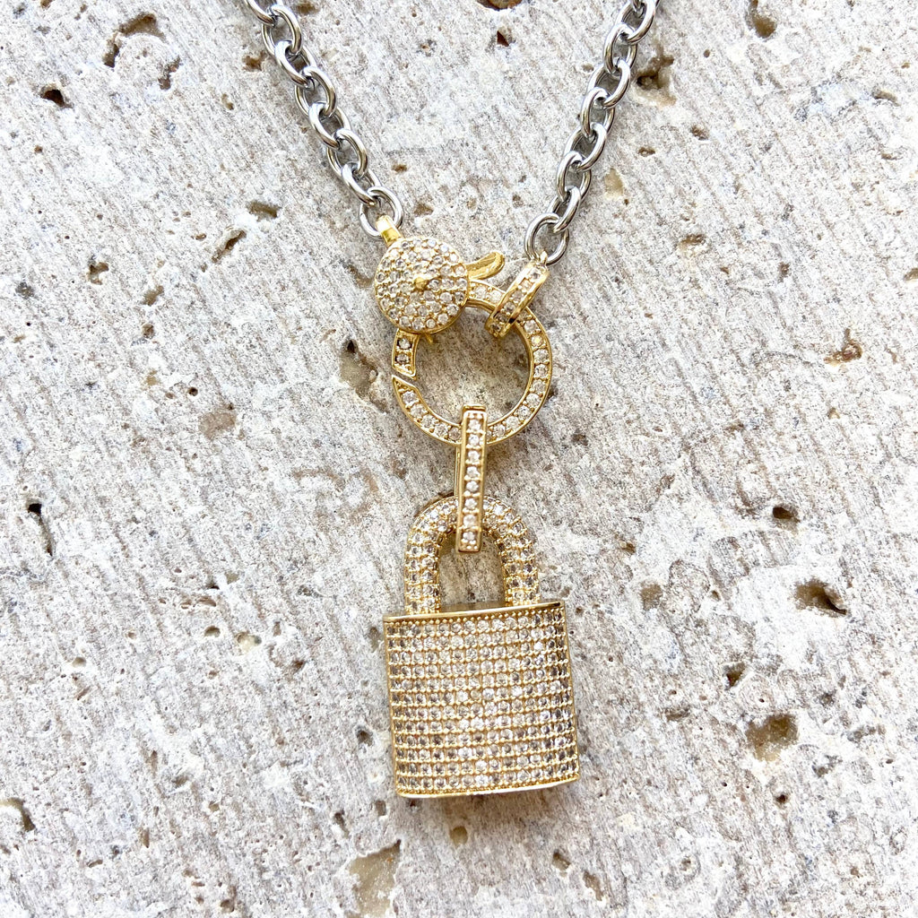 Lock Necklace w/ Micro Pave