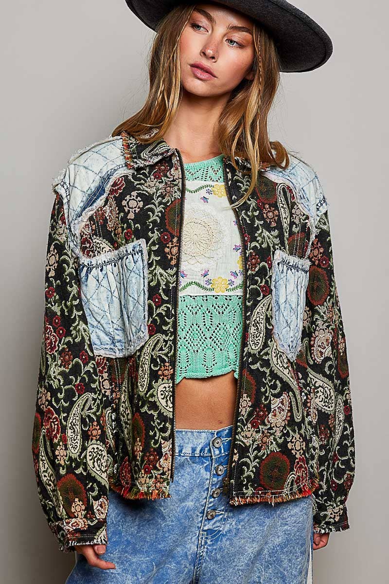 Valentina Vintage Jacquard Patch Jacket