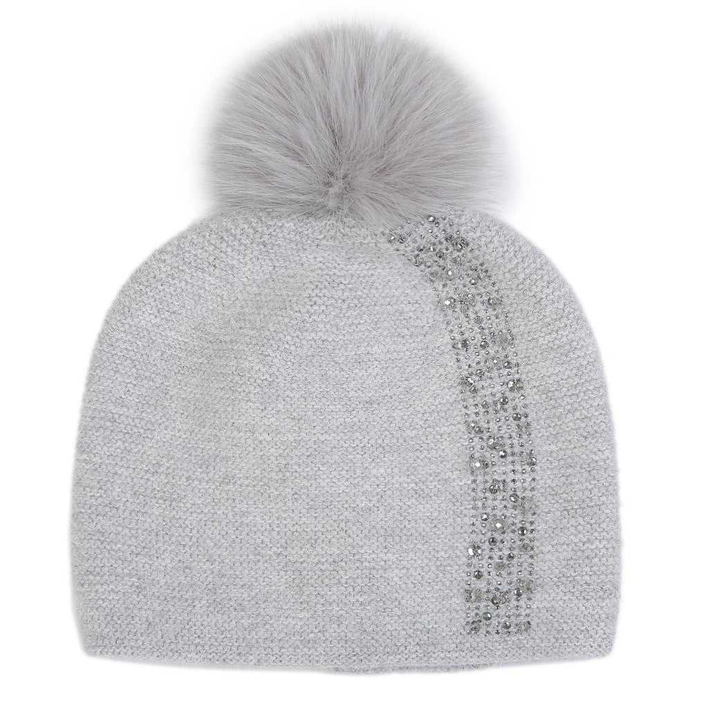 Elegant Sparkle Embellished Pompom Hat
