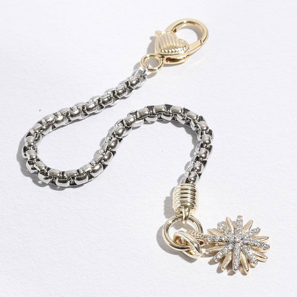 Starburst CZ Two-Toned Chain Design Bracelet