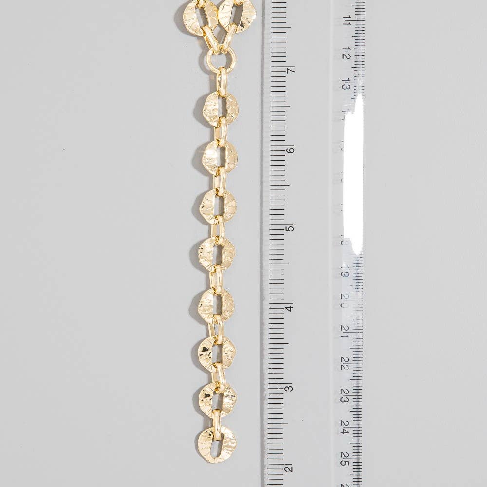 Hammered Coin Disc Lariat Y-Necklace