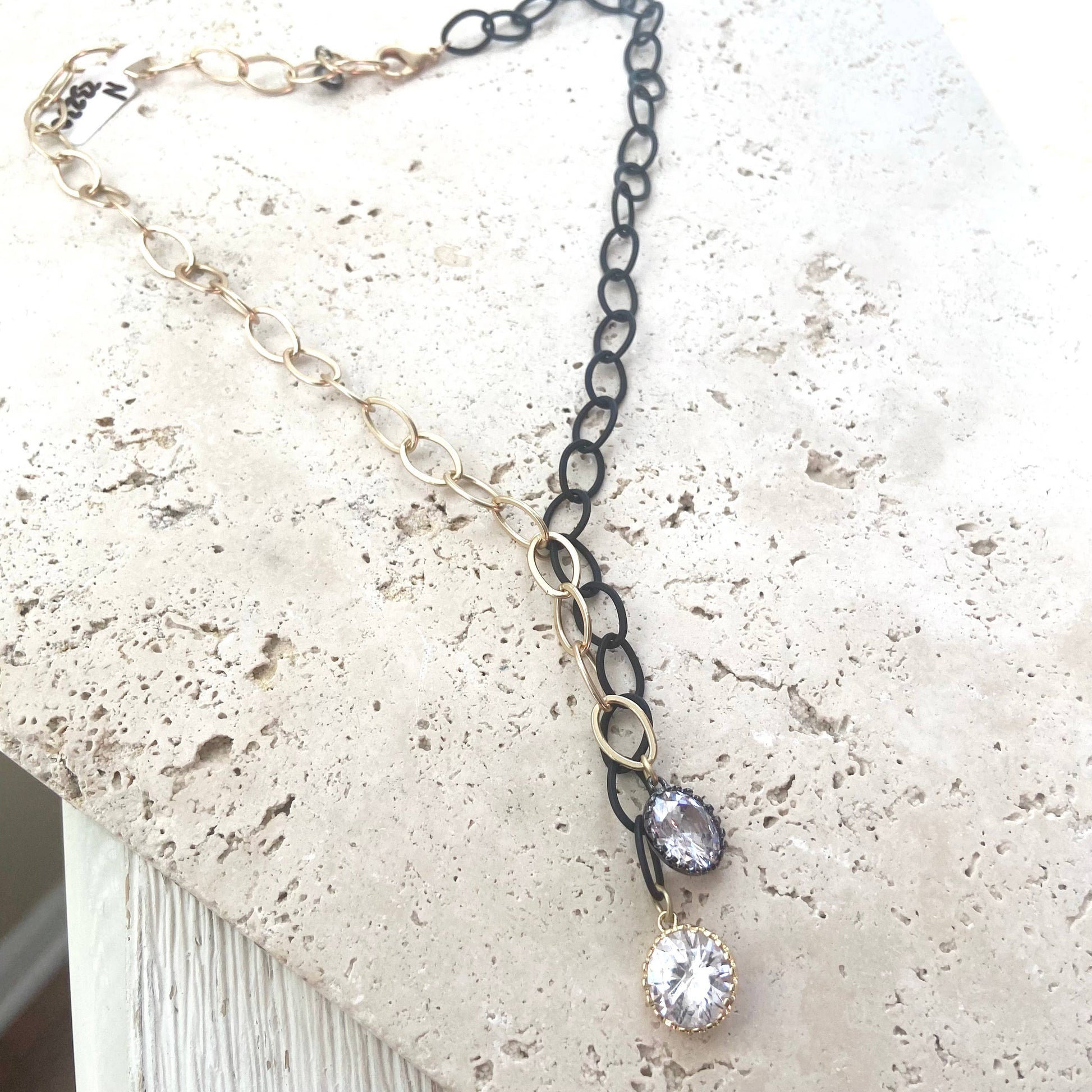 Matte Gold + Black Mixed Medal Necklace