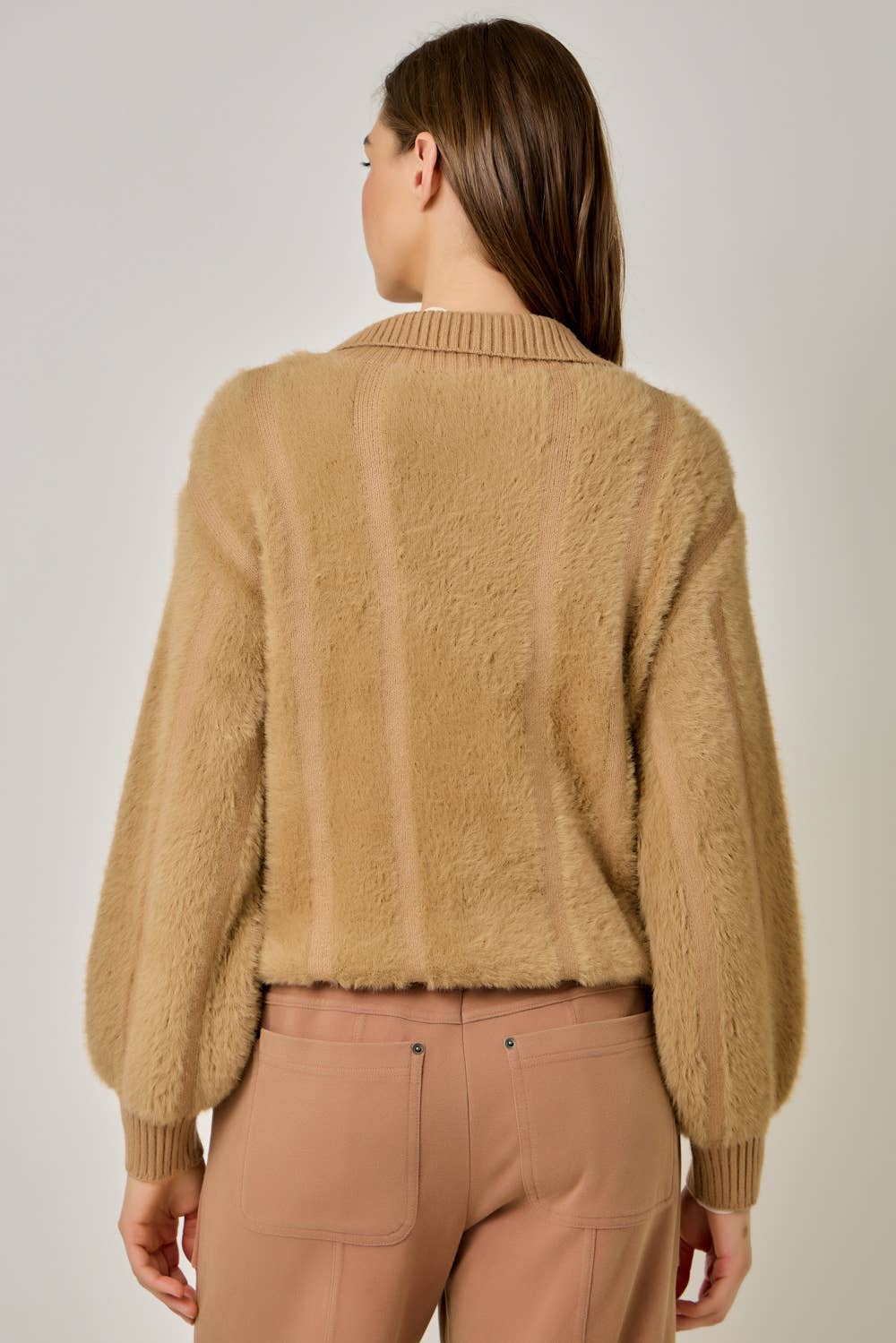 Fuzzy Zip-Up Sweater Jacket