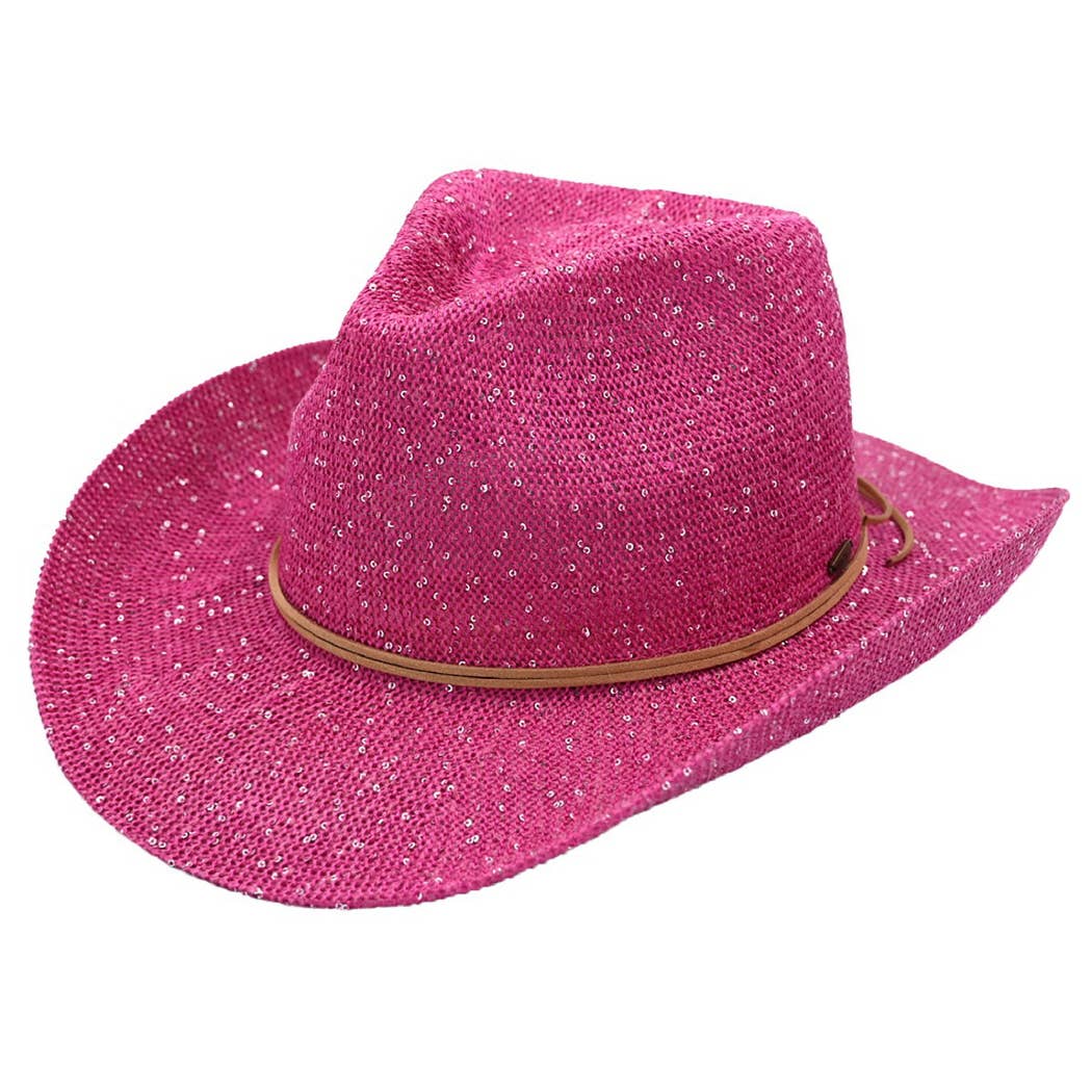 Sequin Cowboy Hat with Suede String