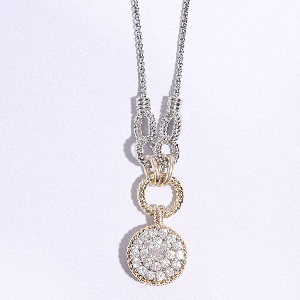Round Pave Pendant Chain Necklace