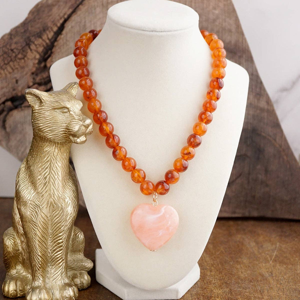 Sweet Tides – Chunky Beaded Heart Pendant Necklace