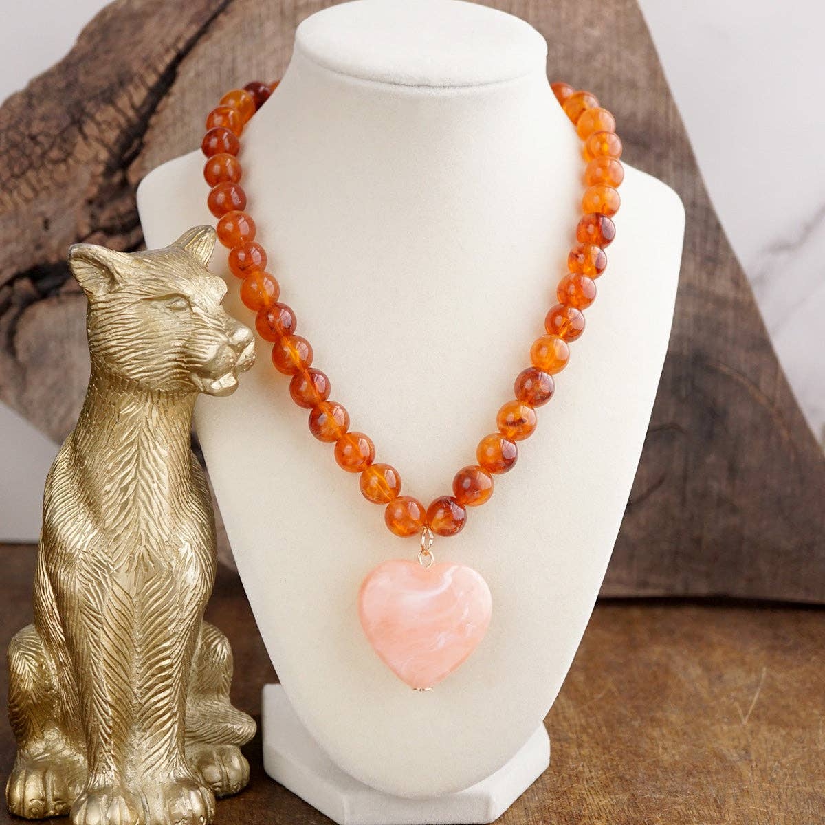 Sweet Tides Chunky Beaded Heart Necklace