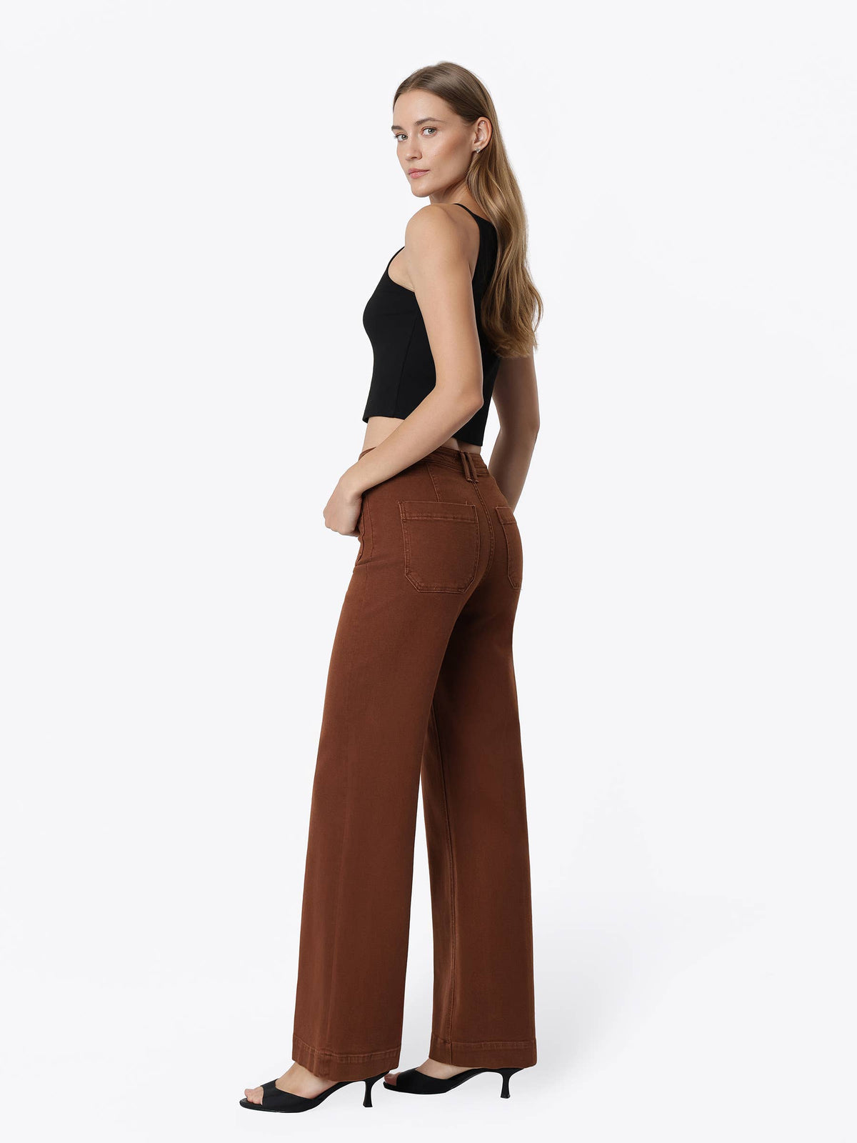 Cambria High Rise Patch Pocket Wide Jeans