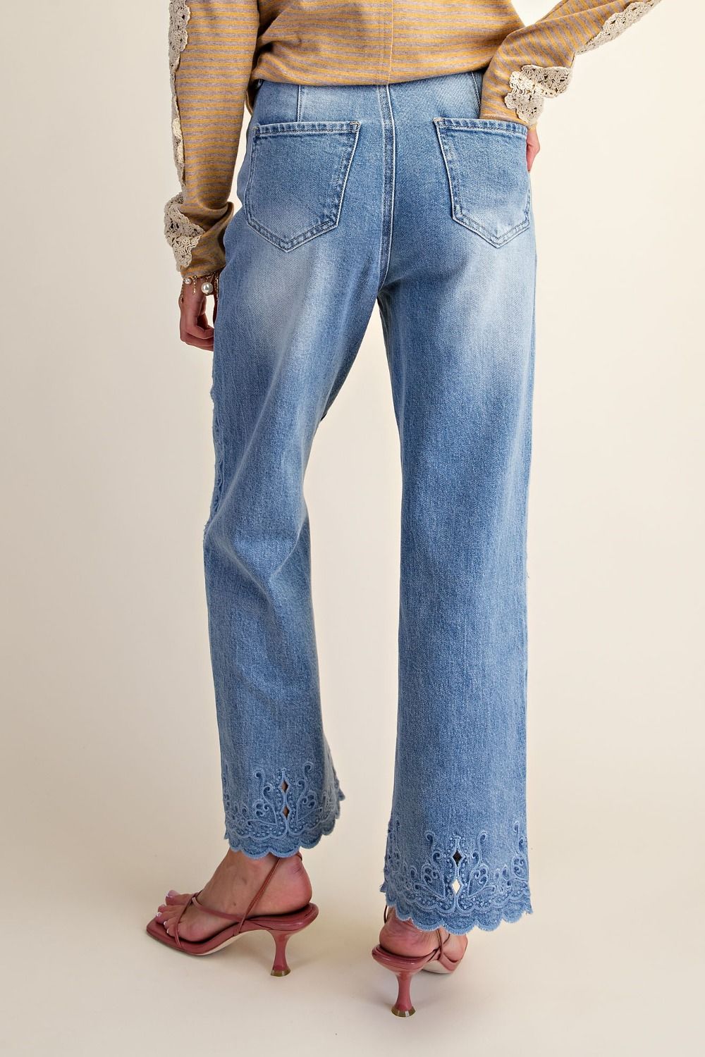 EASEL Embroidered Lace Jeans