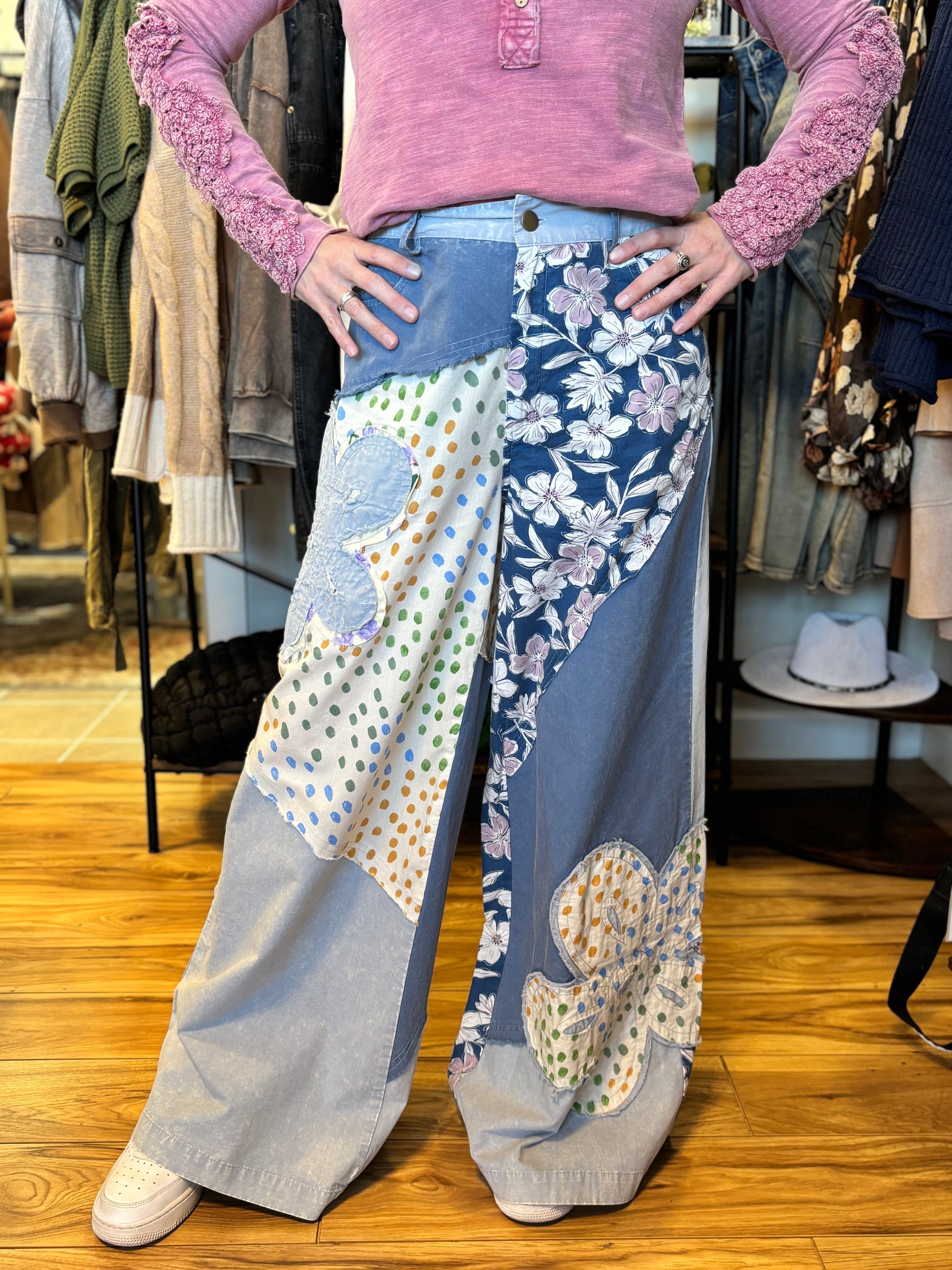 Easel Flower Power Wide Leg Pant