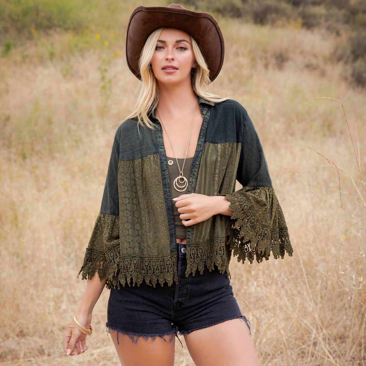 Juniper Crochet Lace Bell Sleeve Jacket