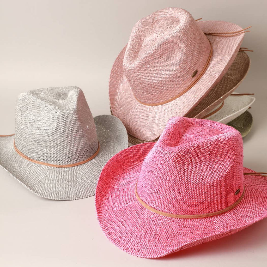 Sequin Cowboy Hat with Suede String