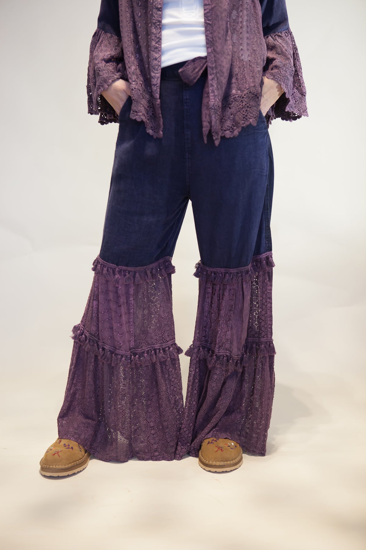 Wildflower Tiered Lace Wide Leg Pants