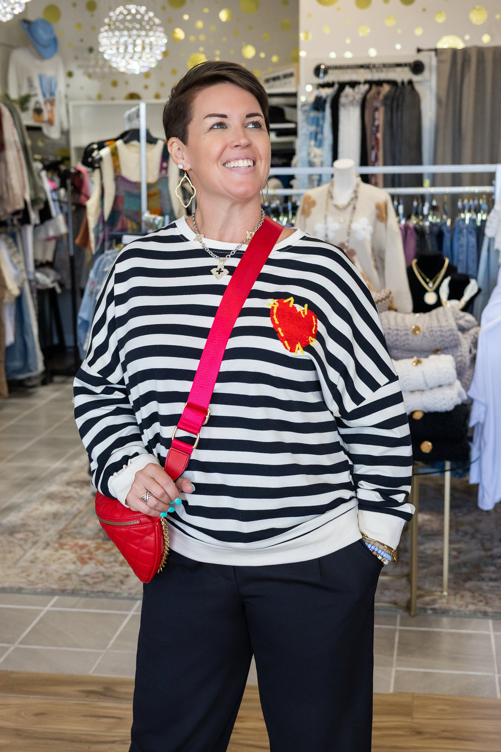 Claira Striped Crewneck w/ Heart