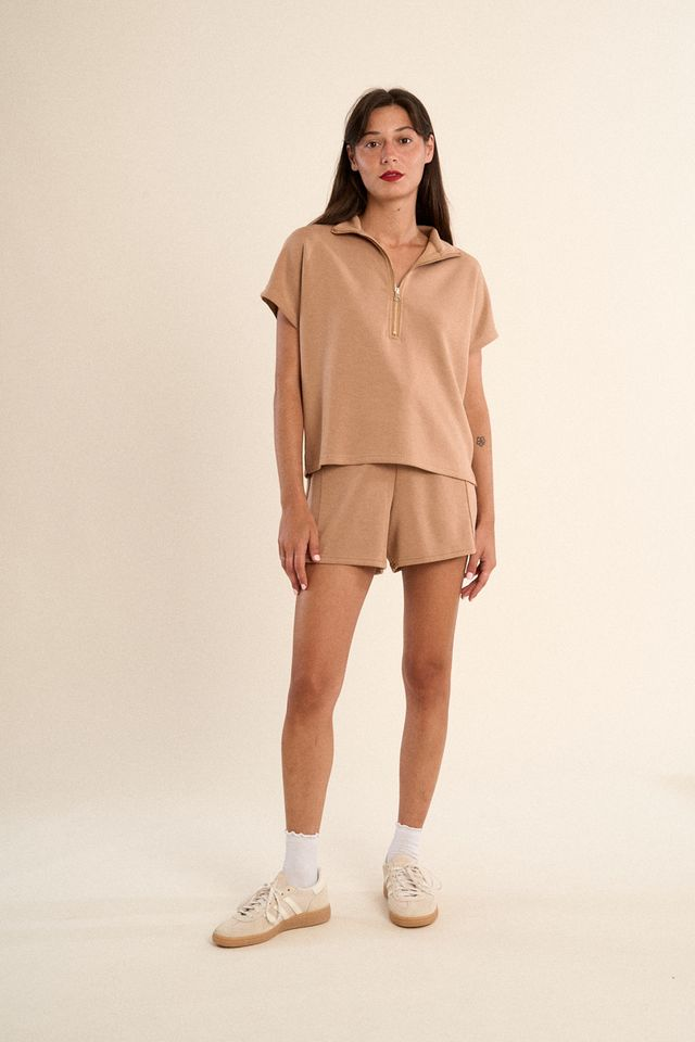 Gala Camel Short-Sleeve Top