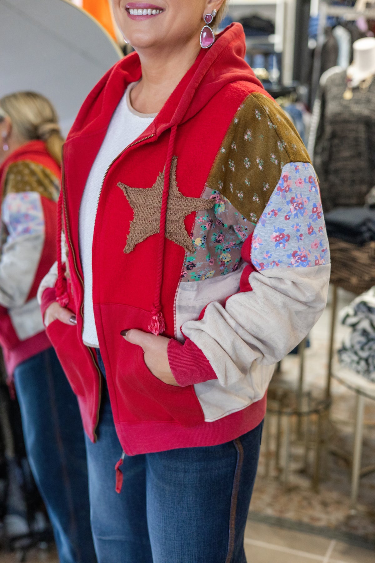 Piper Patchwork Star Zip-Up Hoodie