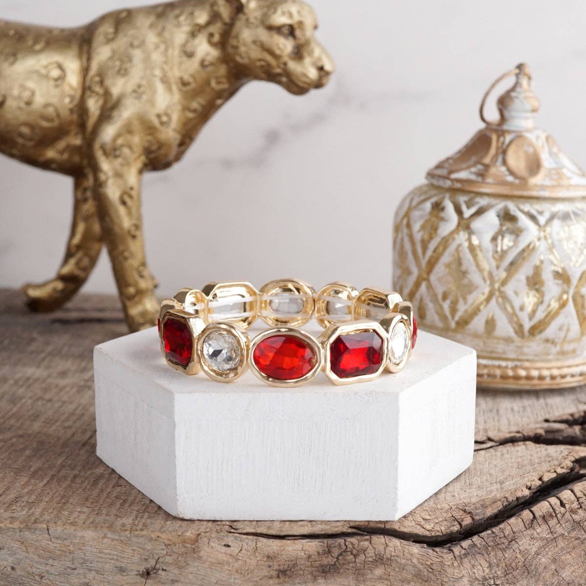 Emerald Green Statement Stretch Gem Bangle