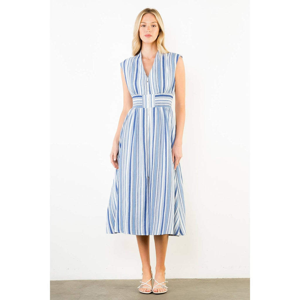 Sleeveless Stripe Midi Dress