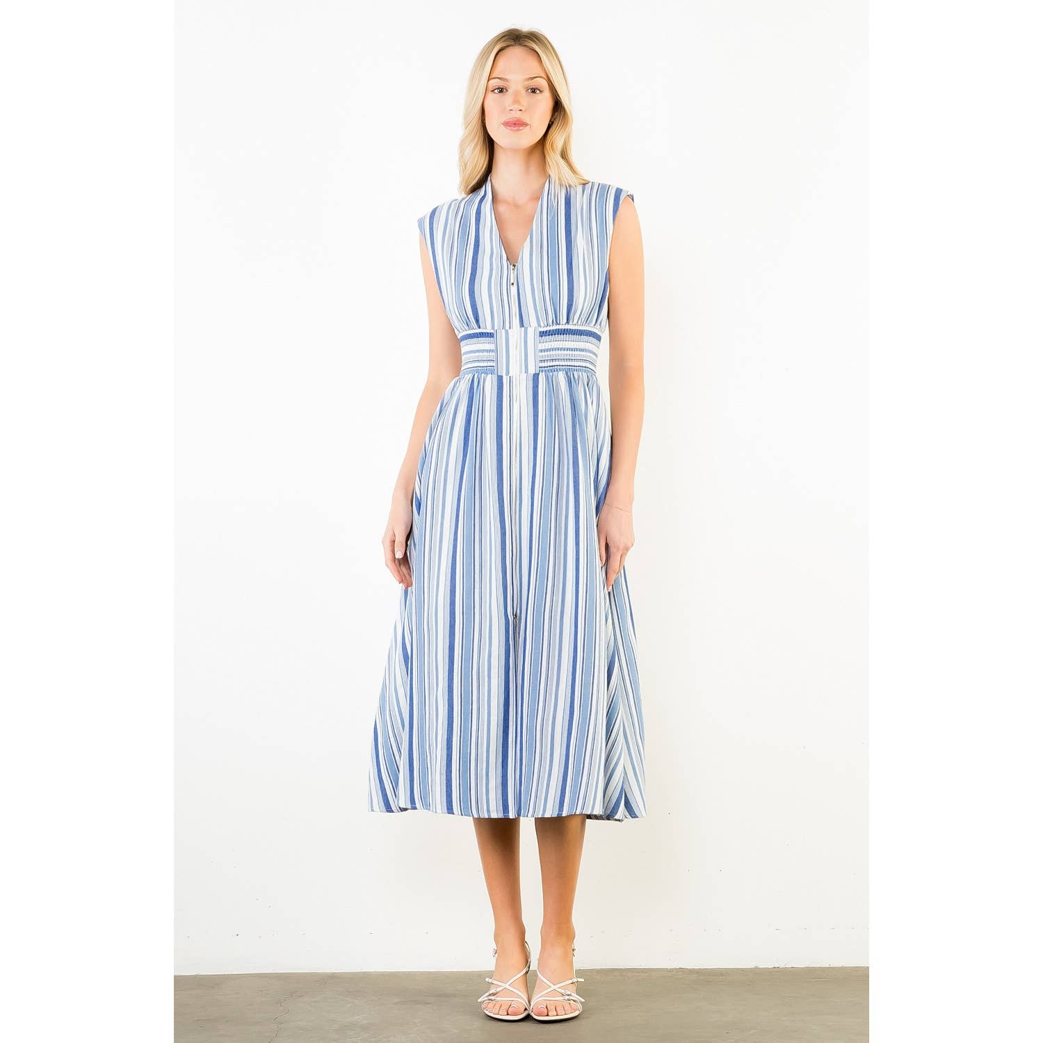 Sleeveless Stripe Midi Dress
