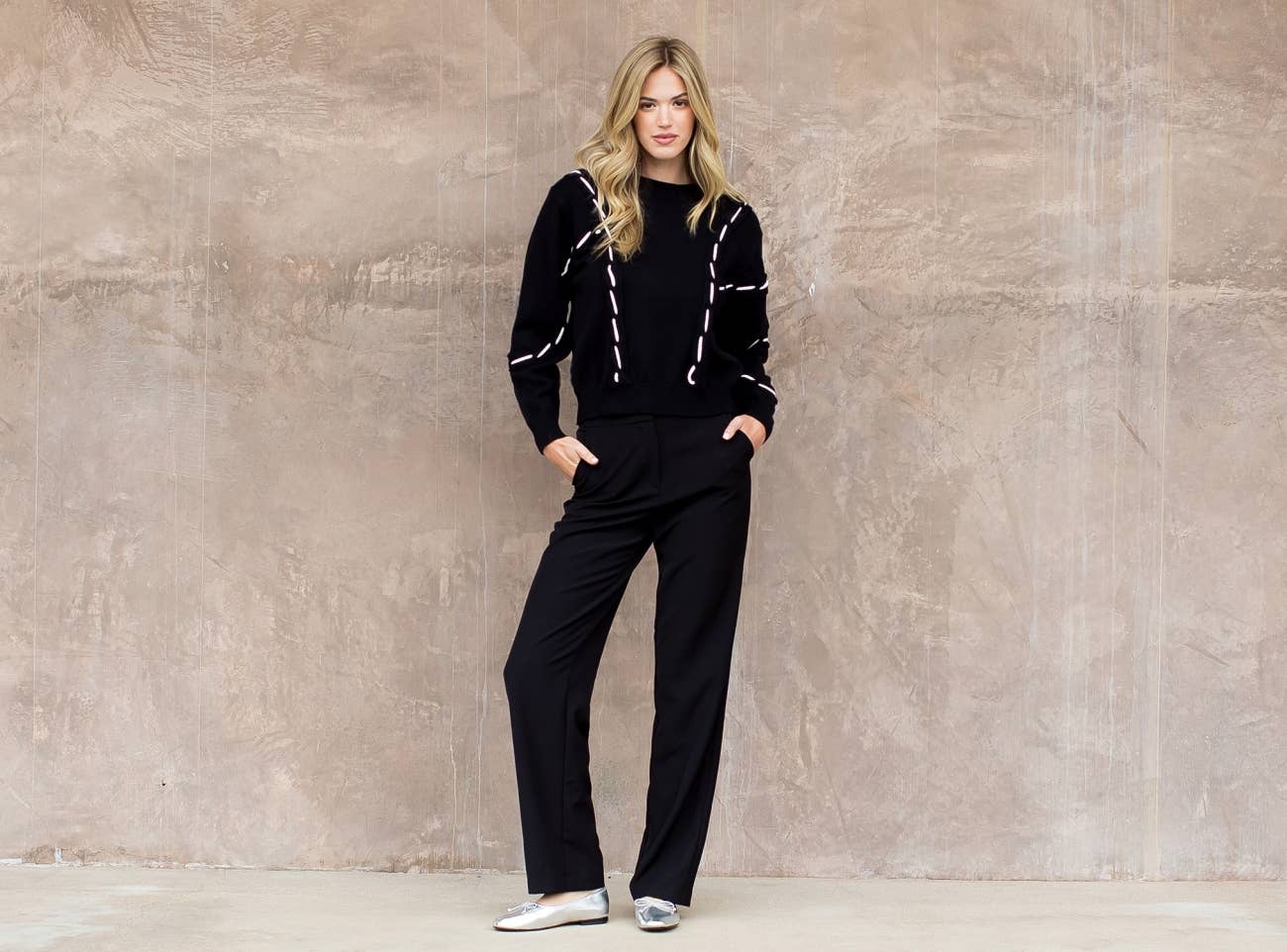 Contrast Stitch Knit Sweater