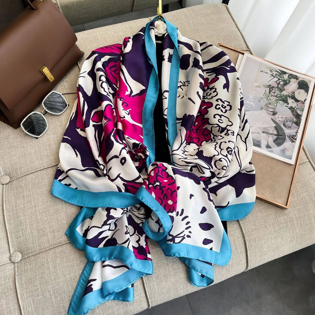 Floral Print Satin Silky Scarf