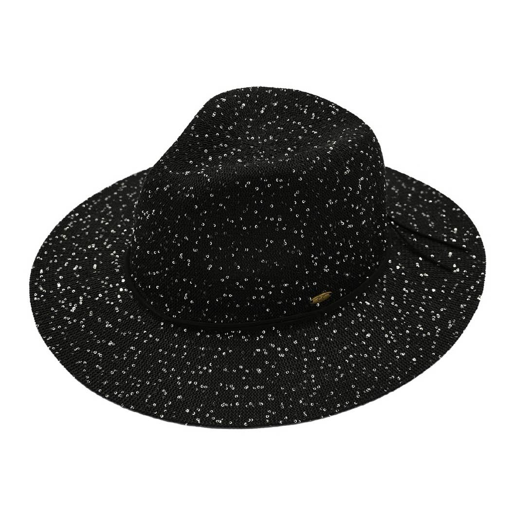 Sequined Knitted Panama Hat