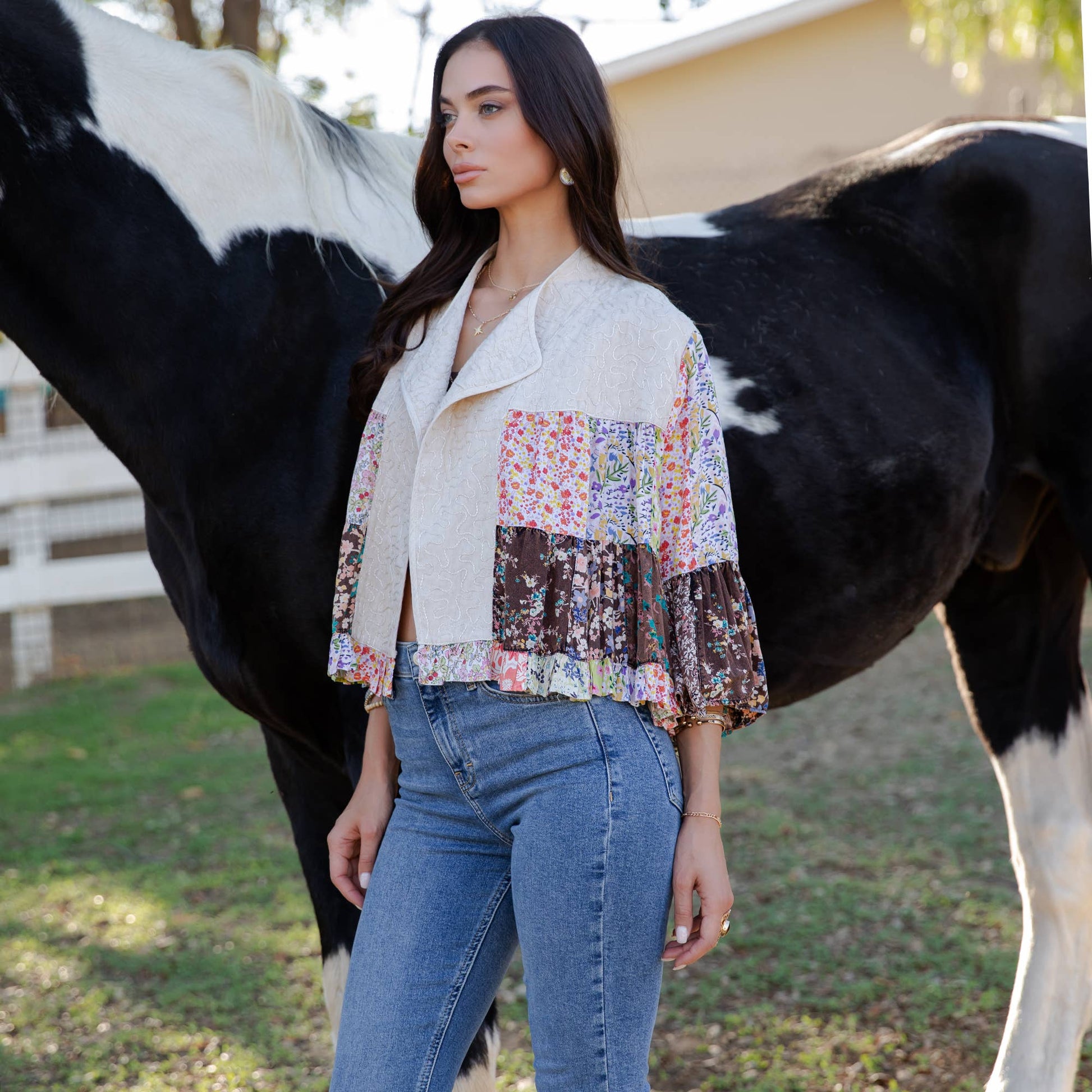 Boho Patchwork Embroidered Summer Shrug Top/ Marlowe