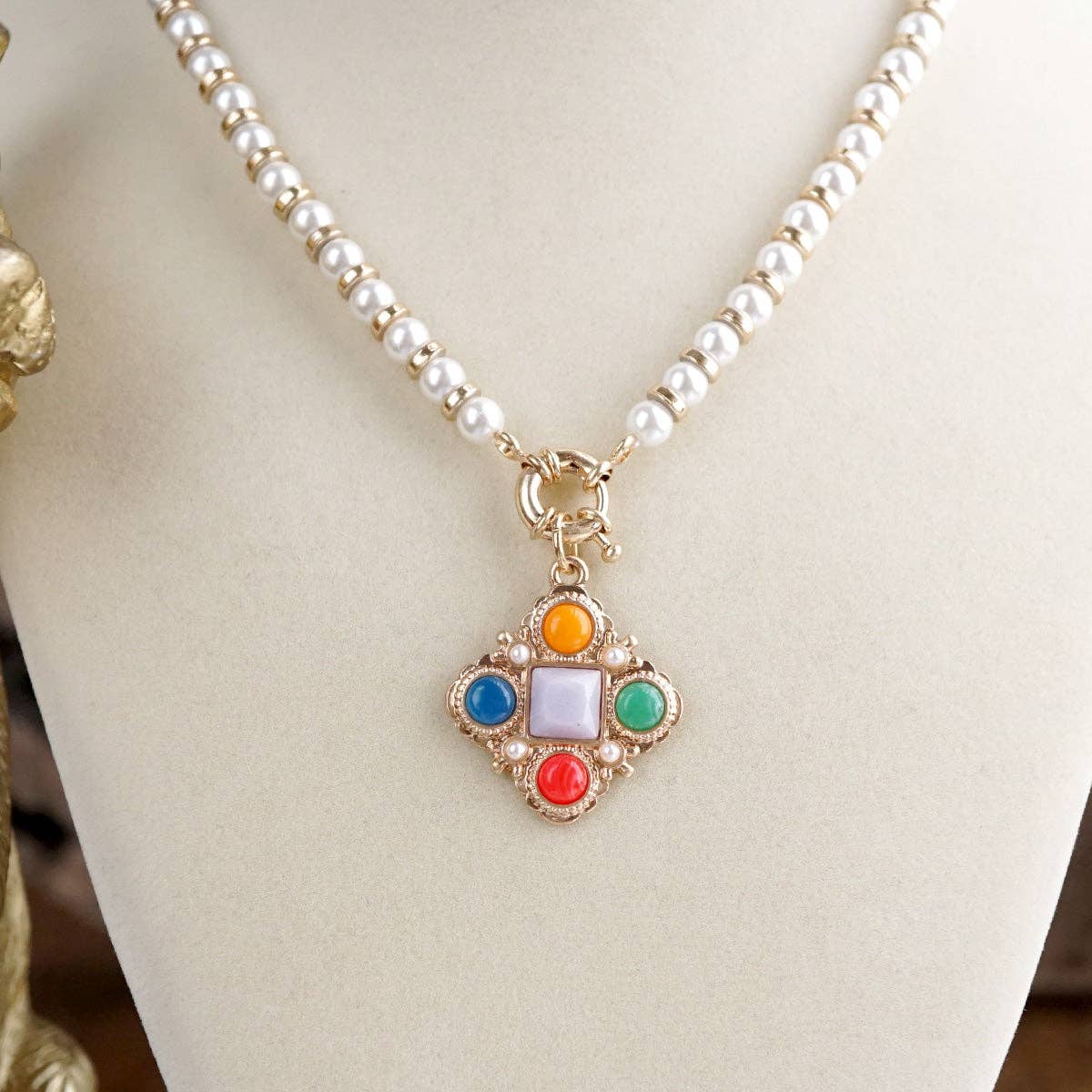 Pearl Cross Pendant Necklace – Pearl Mosaic