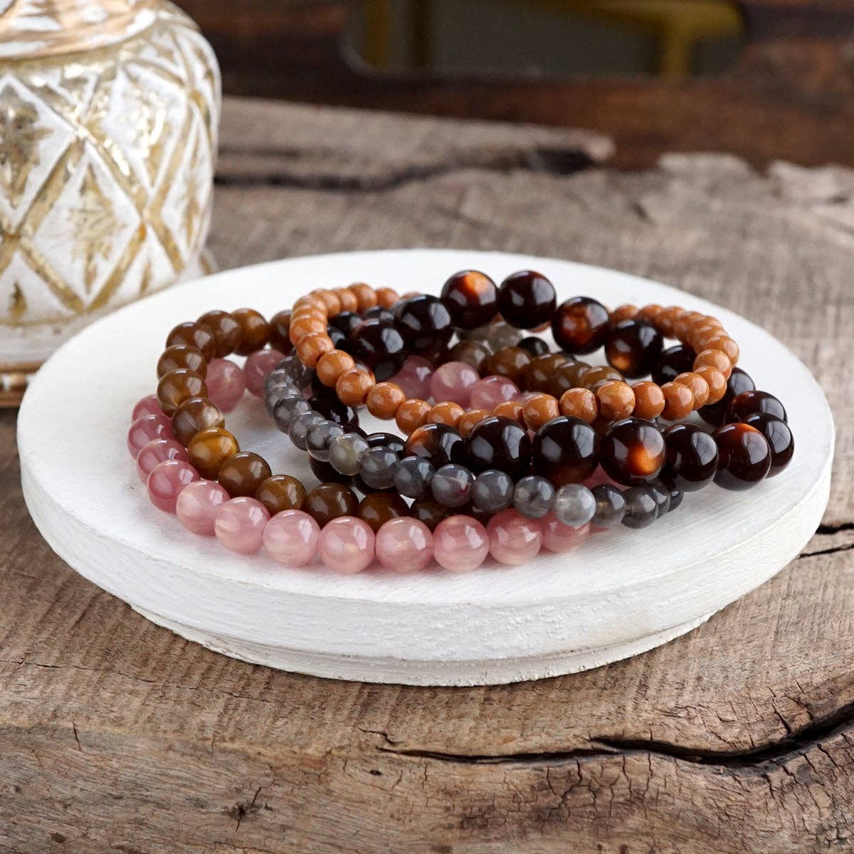 Acrylic Beaded Stretch Bracelet Set – Fall Canyon Mix