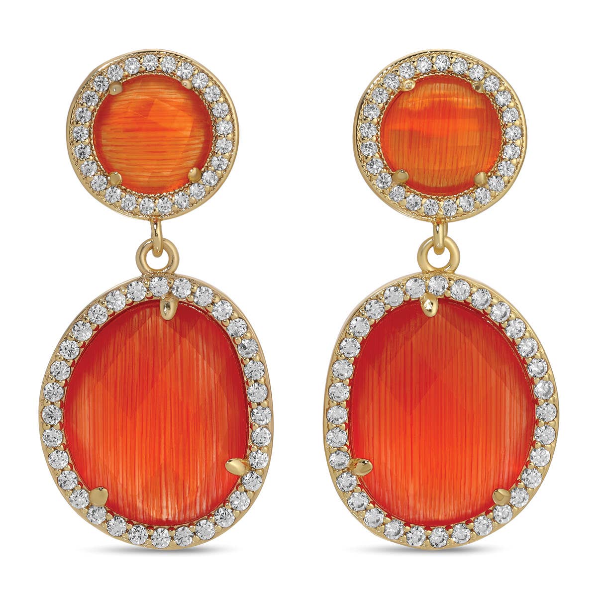 Clementine, Pave Stone Double Drop Earrings, Sale