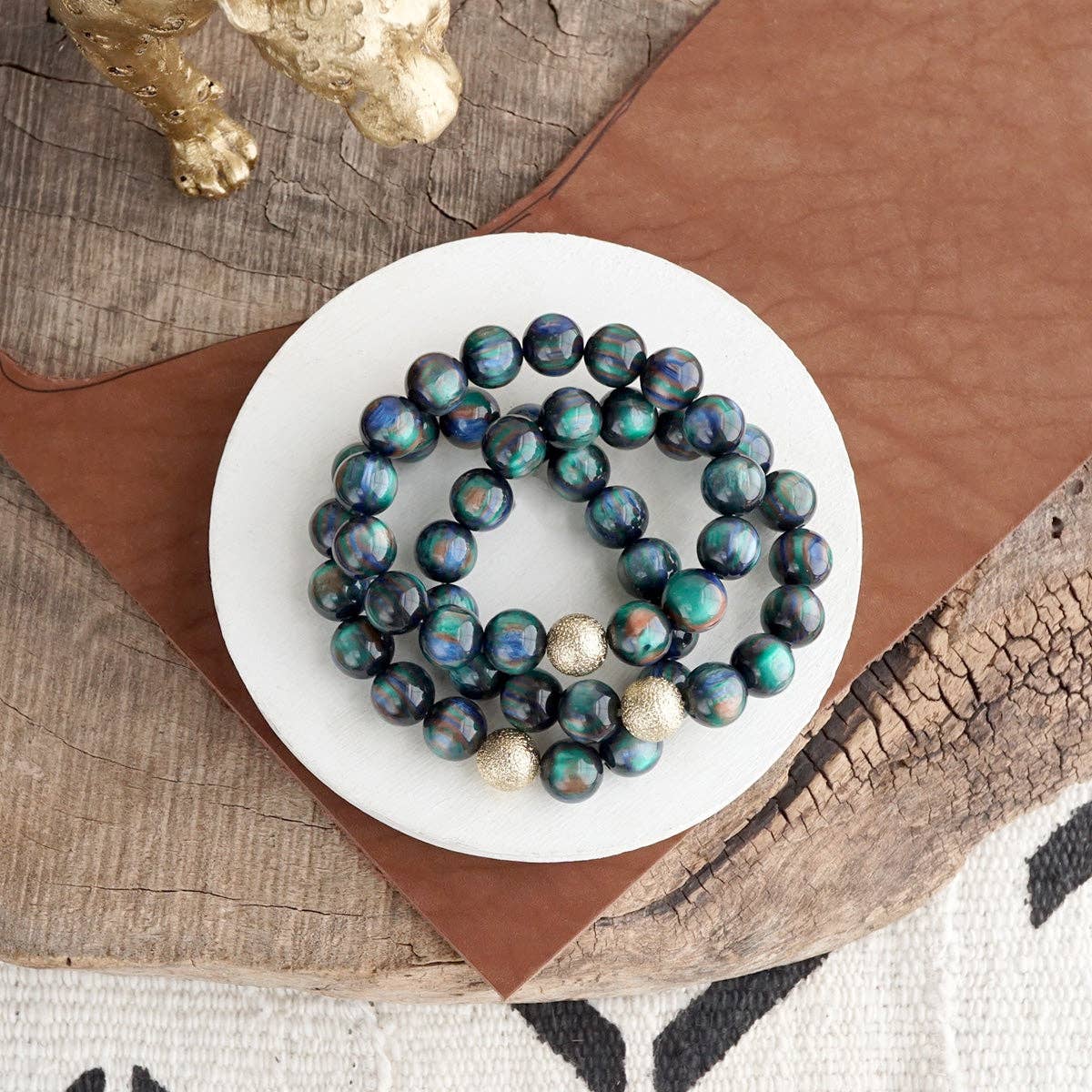 Chunky Beaded Stretch Bracelet Set – Fall Glow