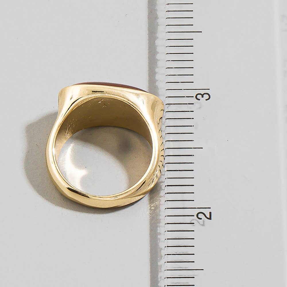 Oval Natural Stone Signet Ring