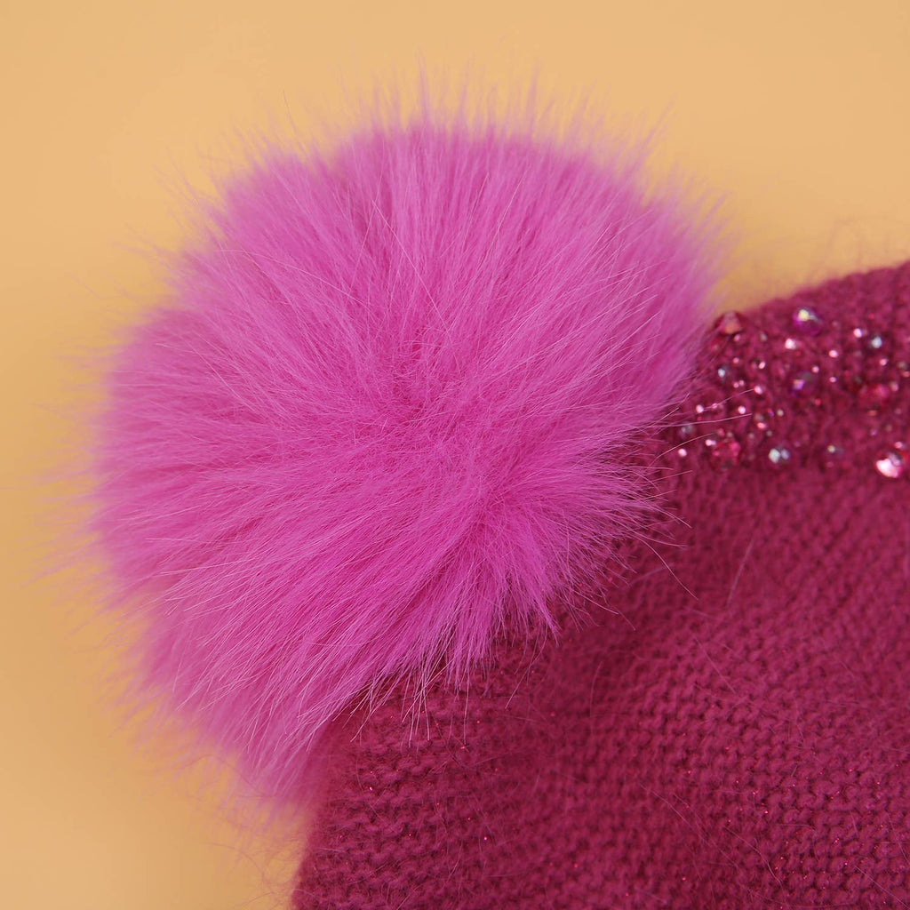 Elegant Sparkle Embellished Pompom Hat
