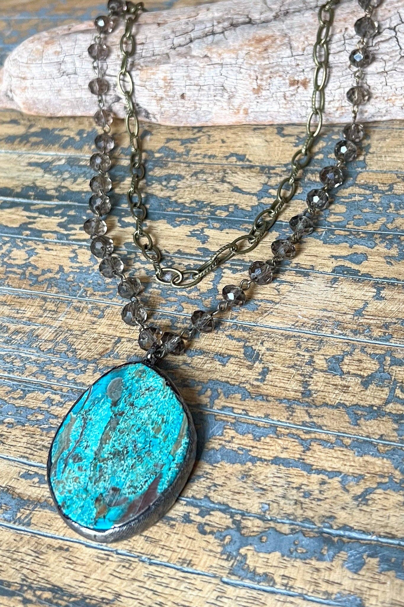 Boho Necklace Paige Necklace in Smokey beads