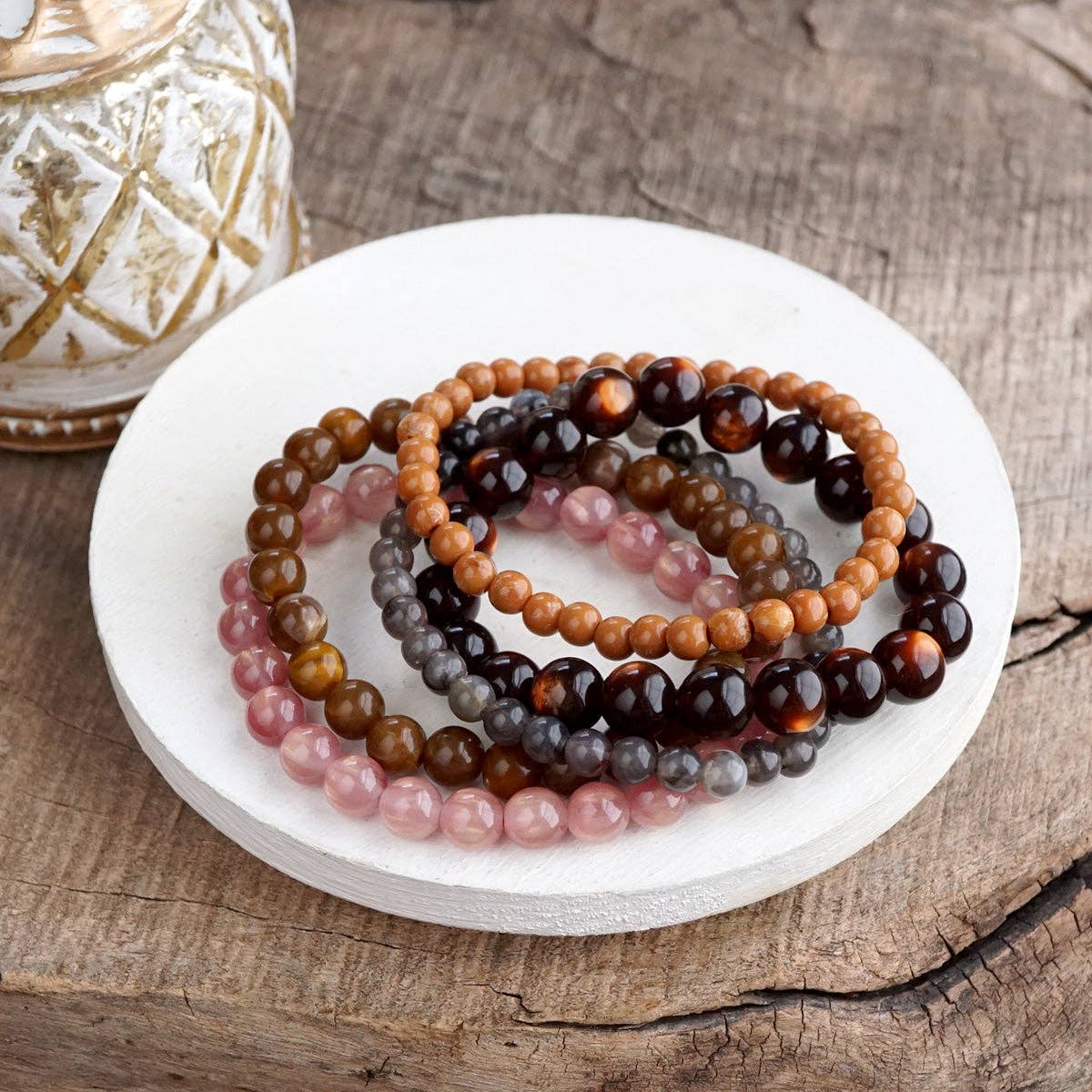 Acrylic Beaded Stretch Bracelet Set – Fall Canyon Mix