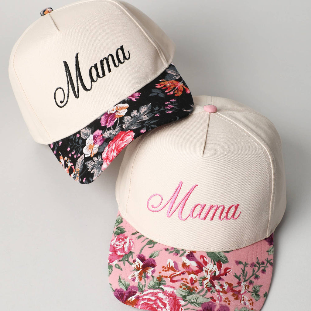 Mama Embroidery Floral Two-Tone Trucker Hat