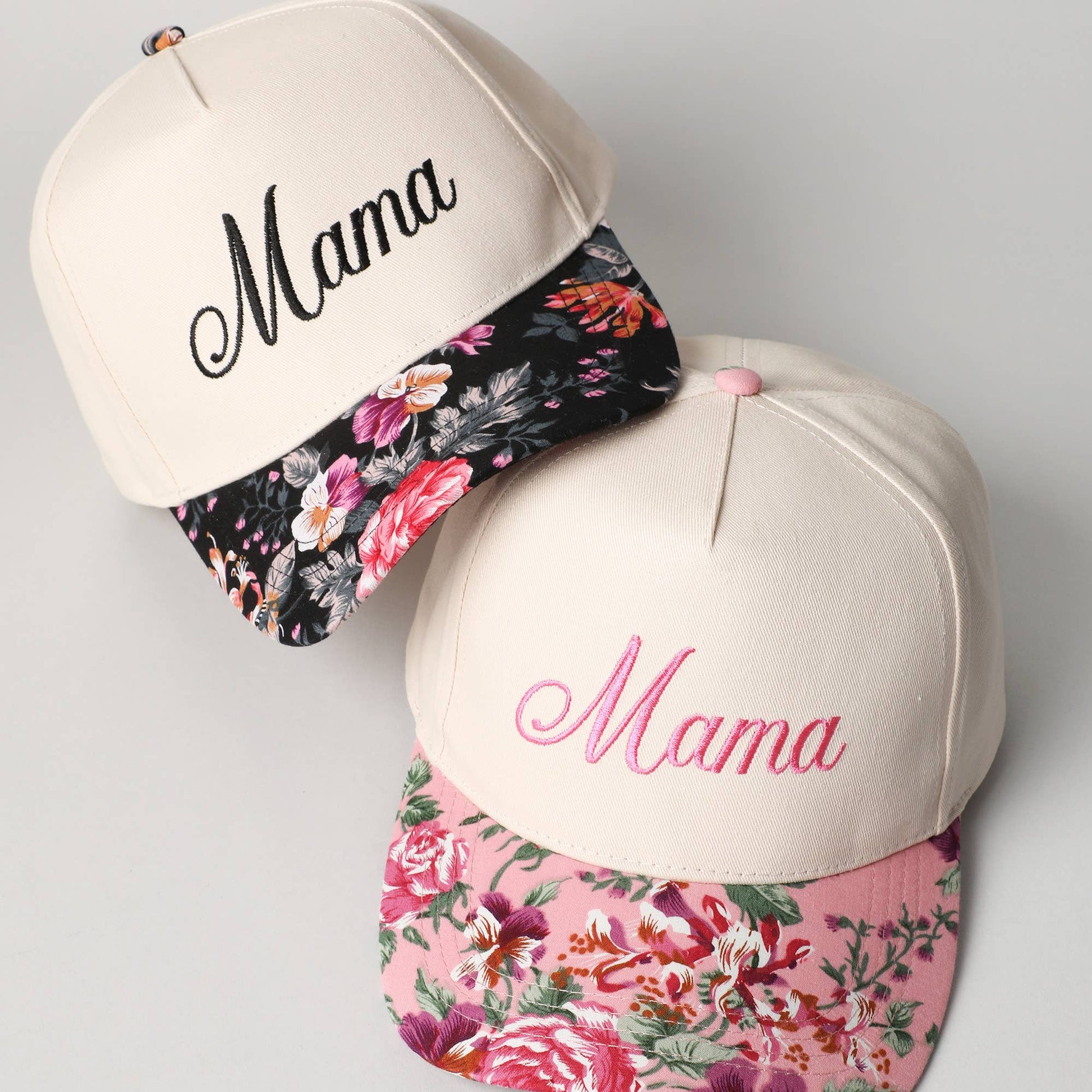 Mama Embroidery Floral Two-Tone Trucker Hat