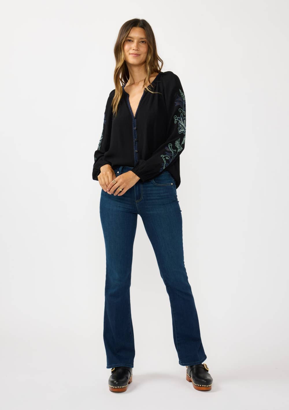 Willow Embroidered Button Down Blouse