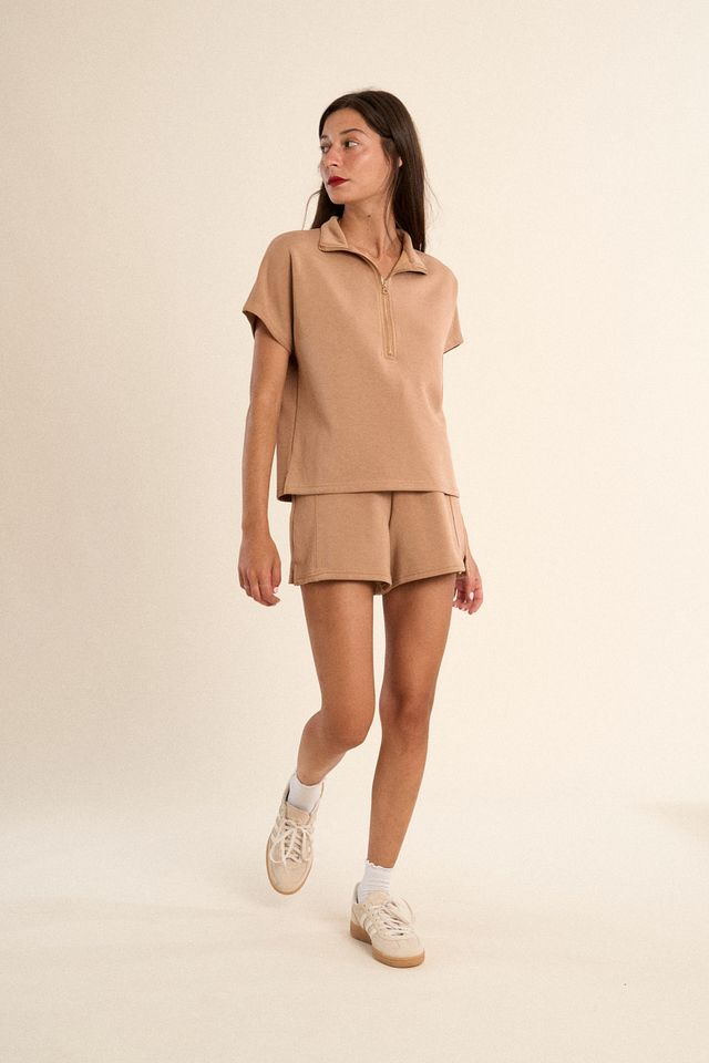 Gala Camel Short-Sleeve Top