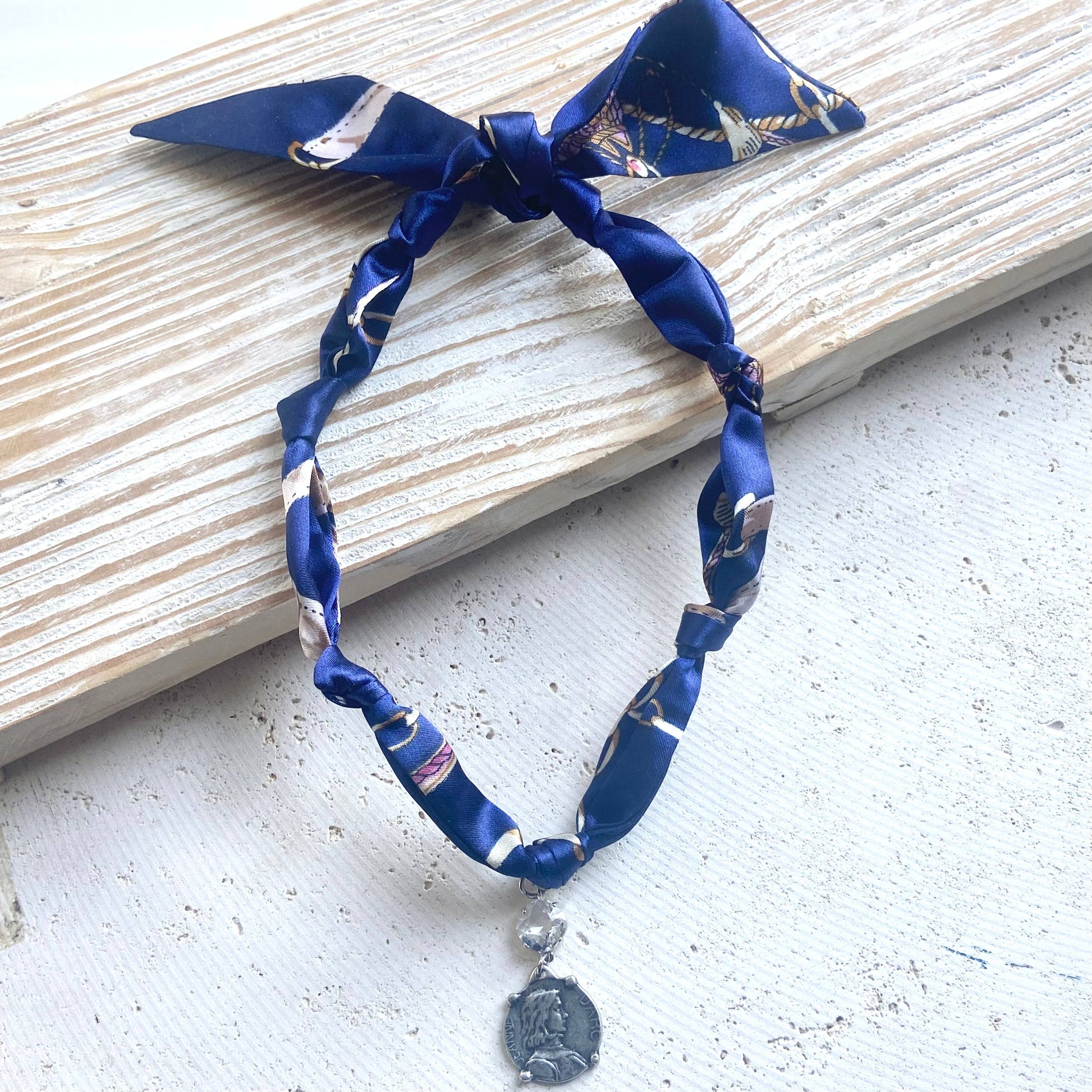 Scarf Necklace w/ Charms + Pendants