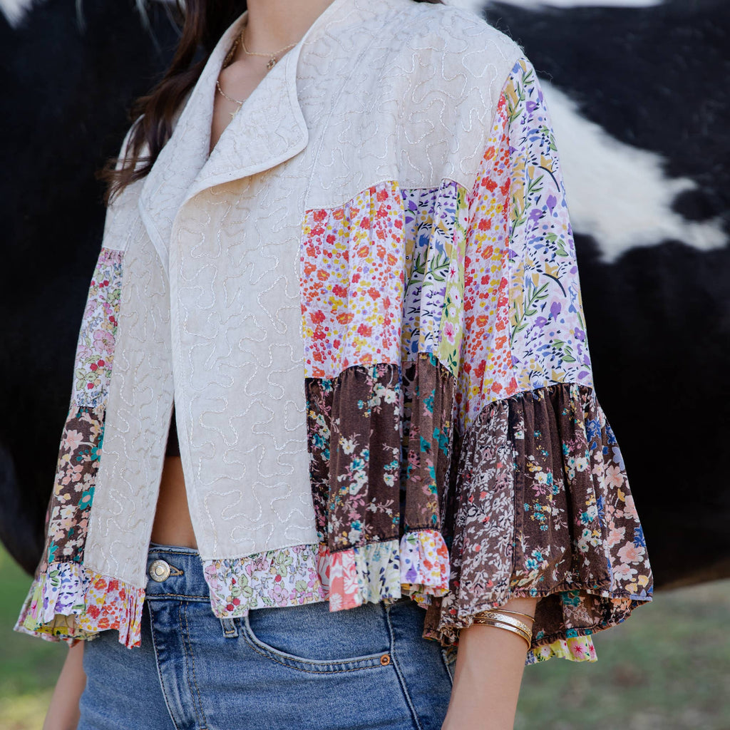 Boho Patchwork Embroidered Summer Shrug Top/ Marlowe