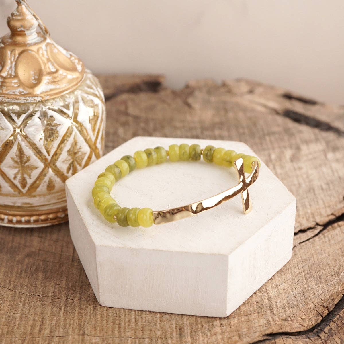 Faithful Pop Rondelle Cross Bracelet