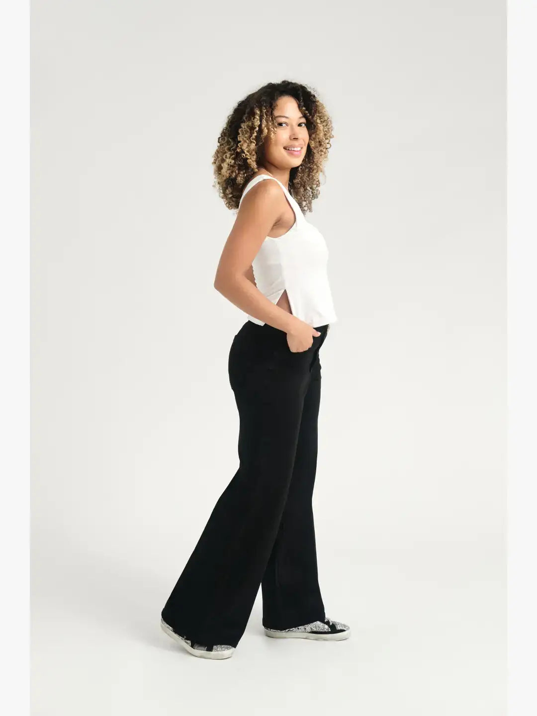 Petite Perfect Better Butter Wide Leg Jeans in Black