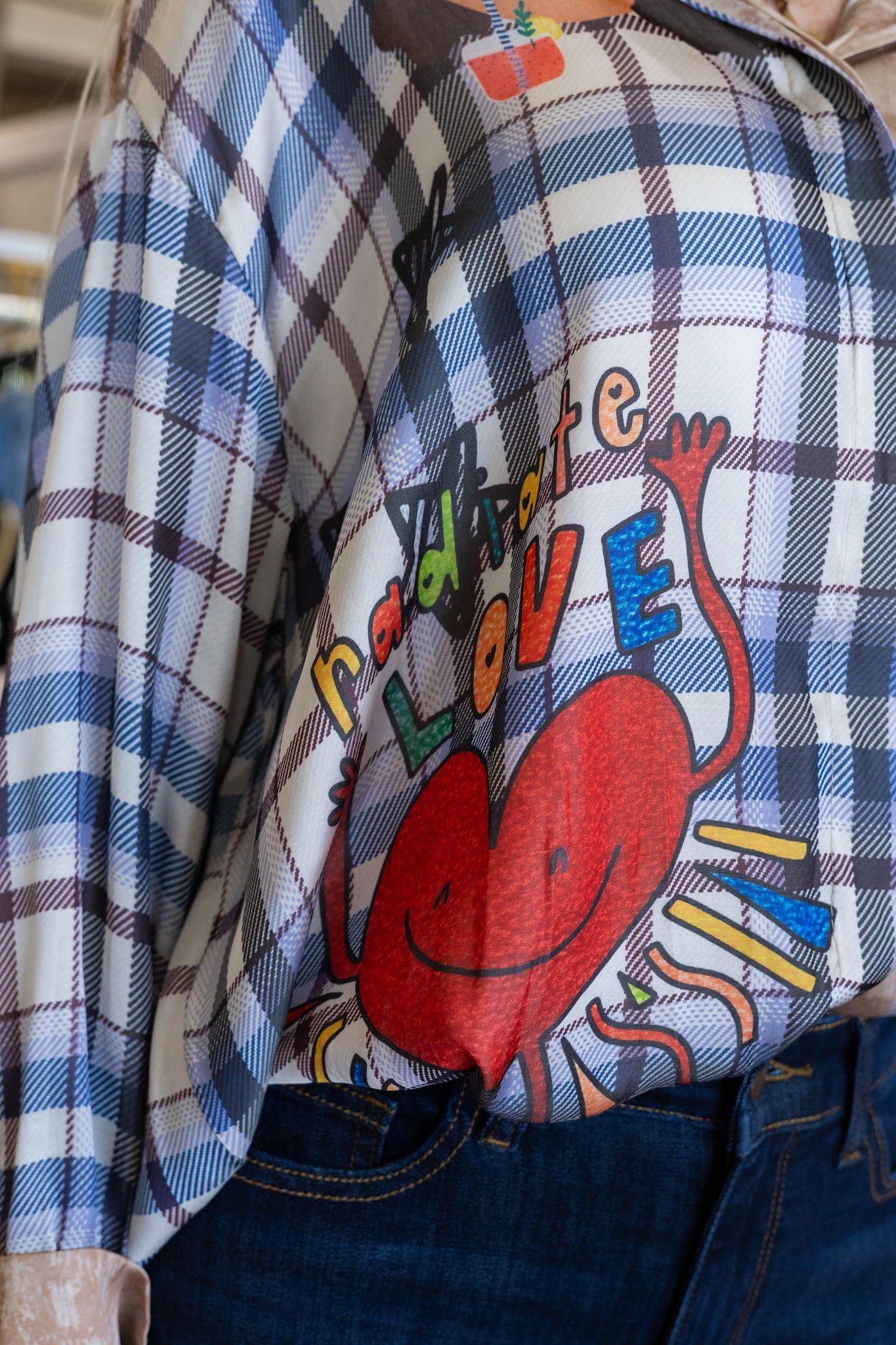 Celebrate Love Long Sleeve Plaid Silk Shirt