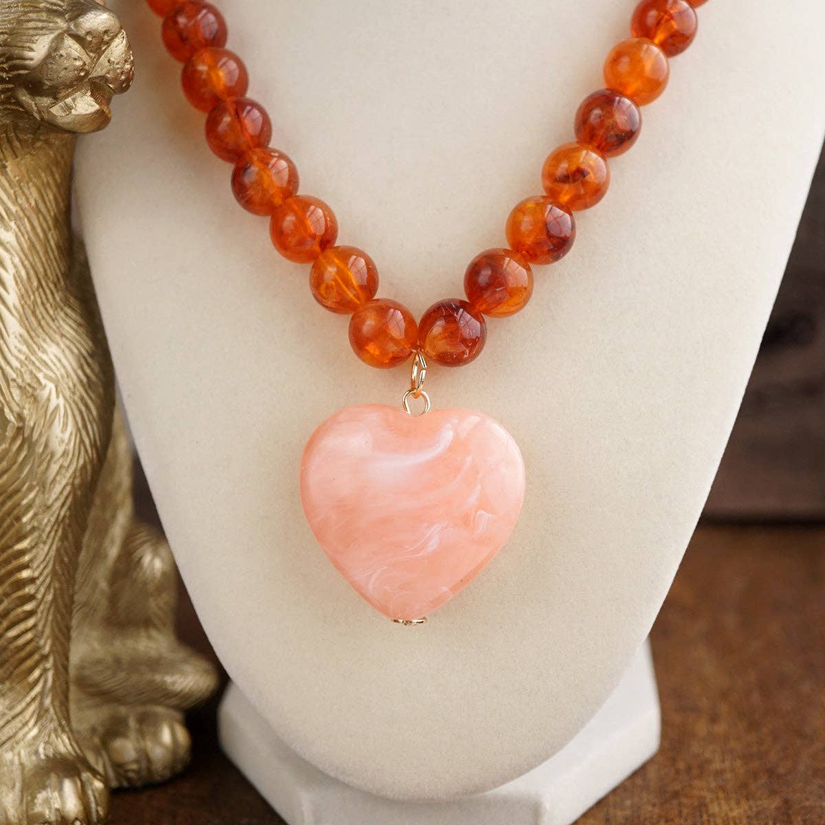 Sweet Tides Chunky Beaded Heart Necklace