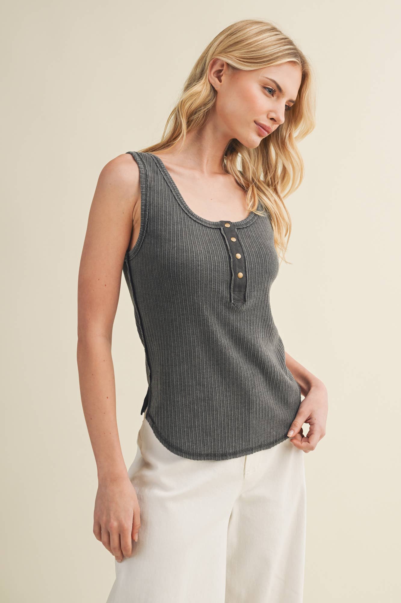 Deconstructed Vertebral Seam Ribbed Top