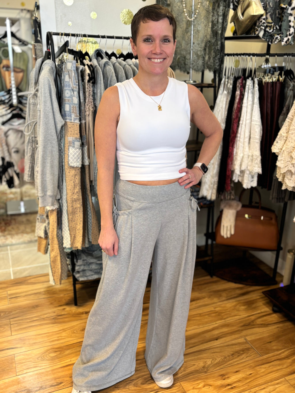 Heather Gray Lounge Wide Leg Pants